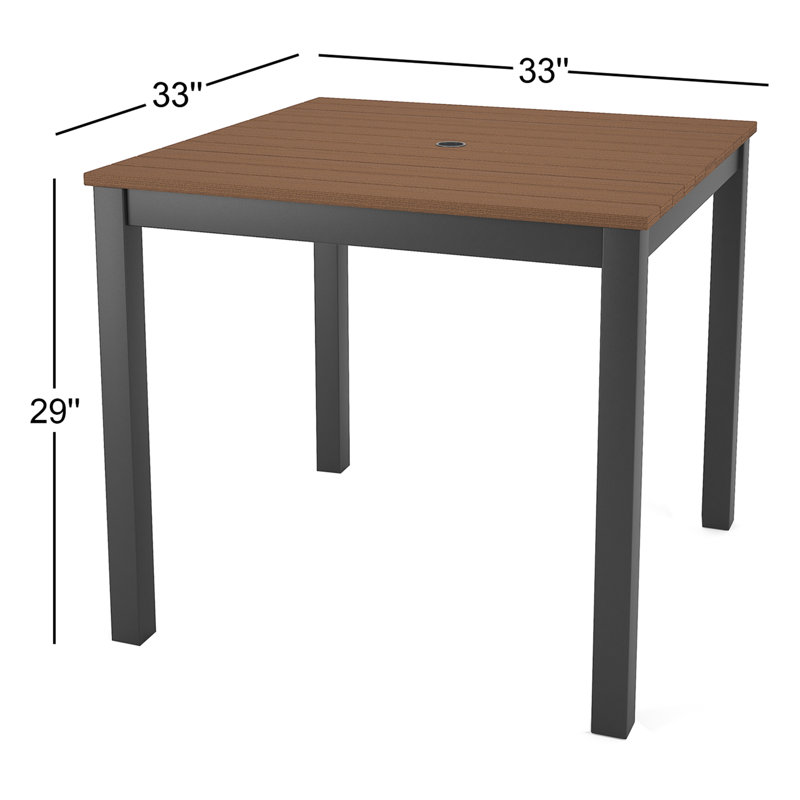 Table de salle à manger Townsend, L 33 po x L 33 po x H 29 po, Brun