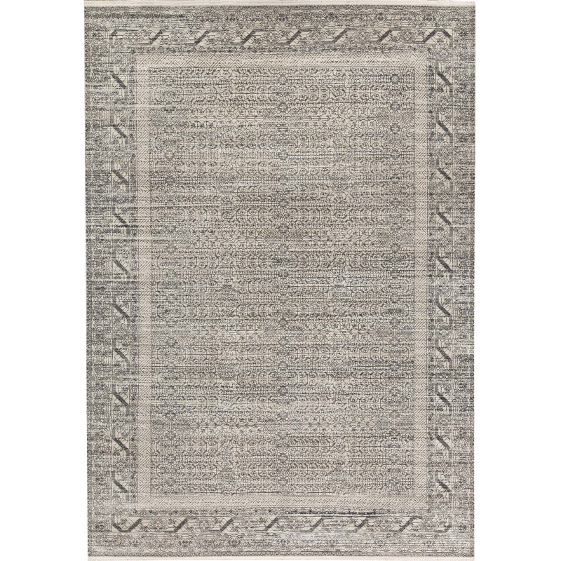 Hand-Knotted High-Quality Black and Silver Area Rug