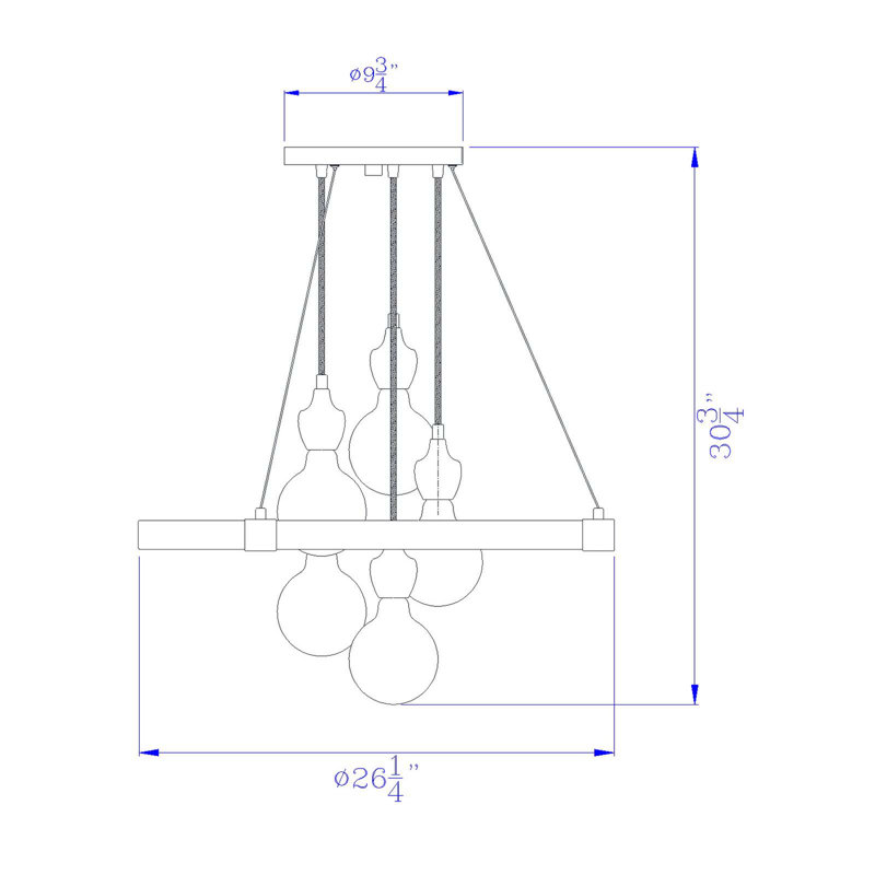 Luminaire suspendu grappe 5 lumières Kesler