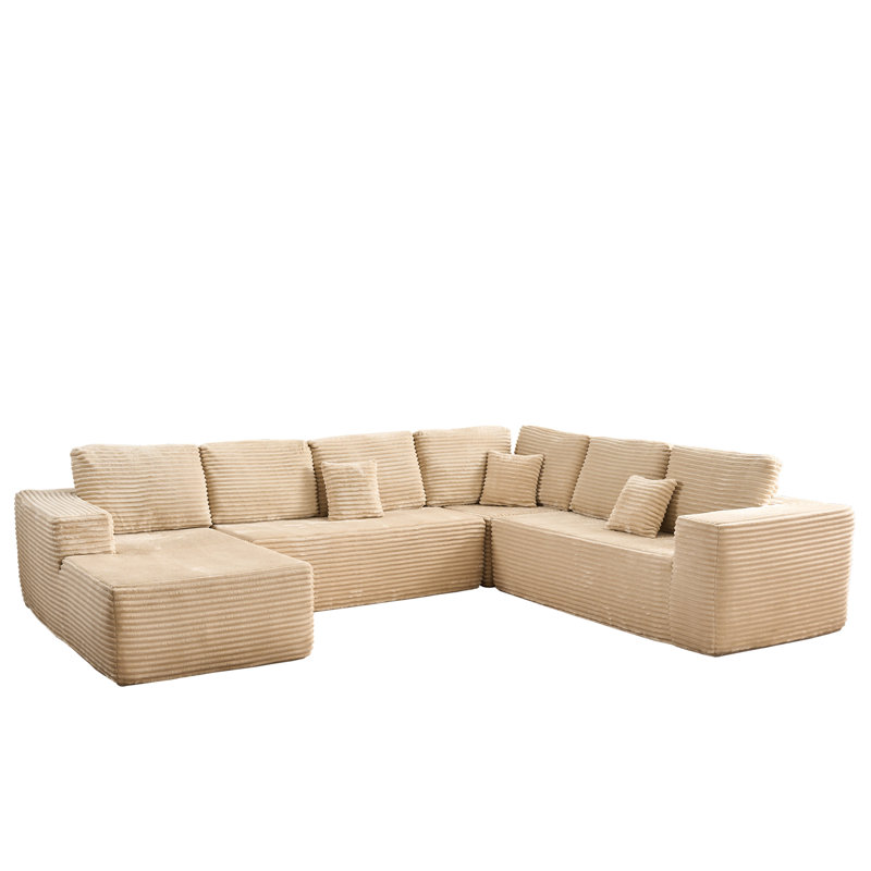 Modern Upholstered Boneless Obayemi with Pillows - Spacious U - Shaped No Assembly Required for Living Room Comfort Free Combination