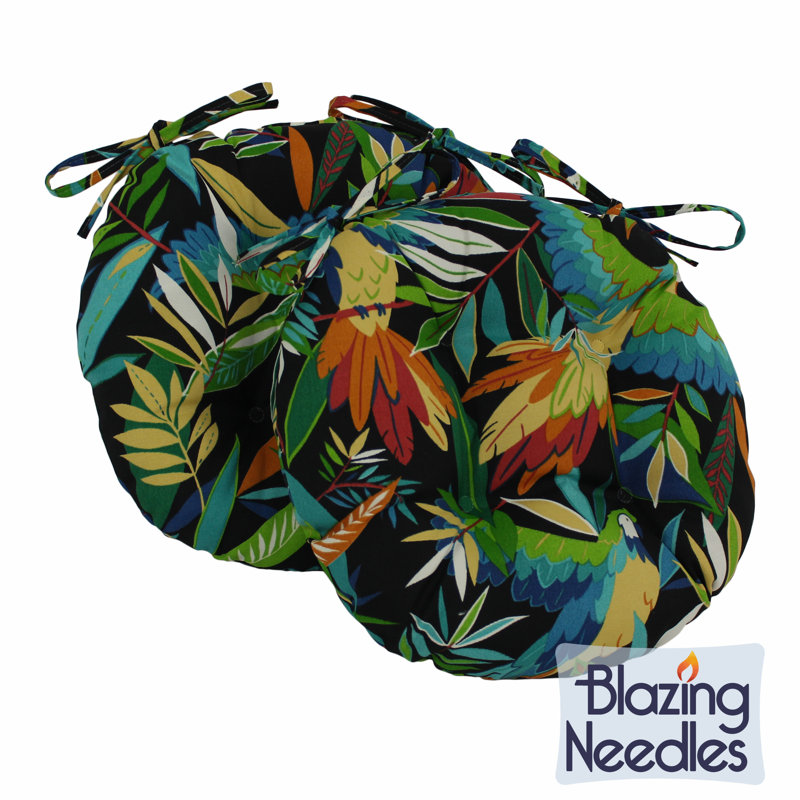Outdoor 3.5'' Dining Chair Seat Cushion, Tropique Raven