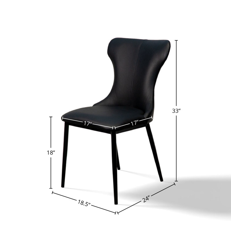 Chaise rembourrée en cuir Ihno, Noir