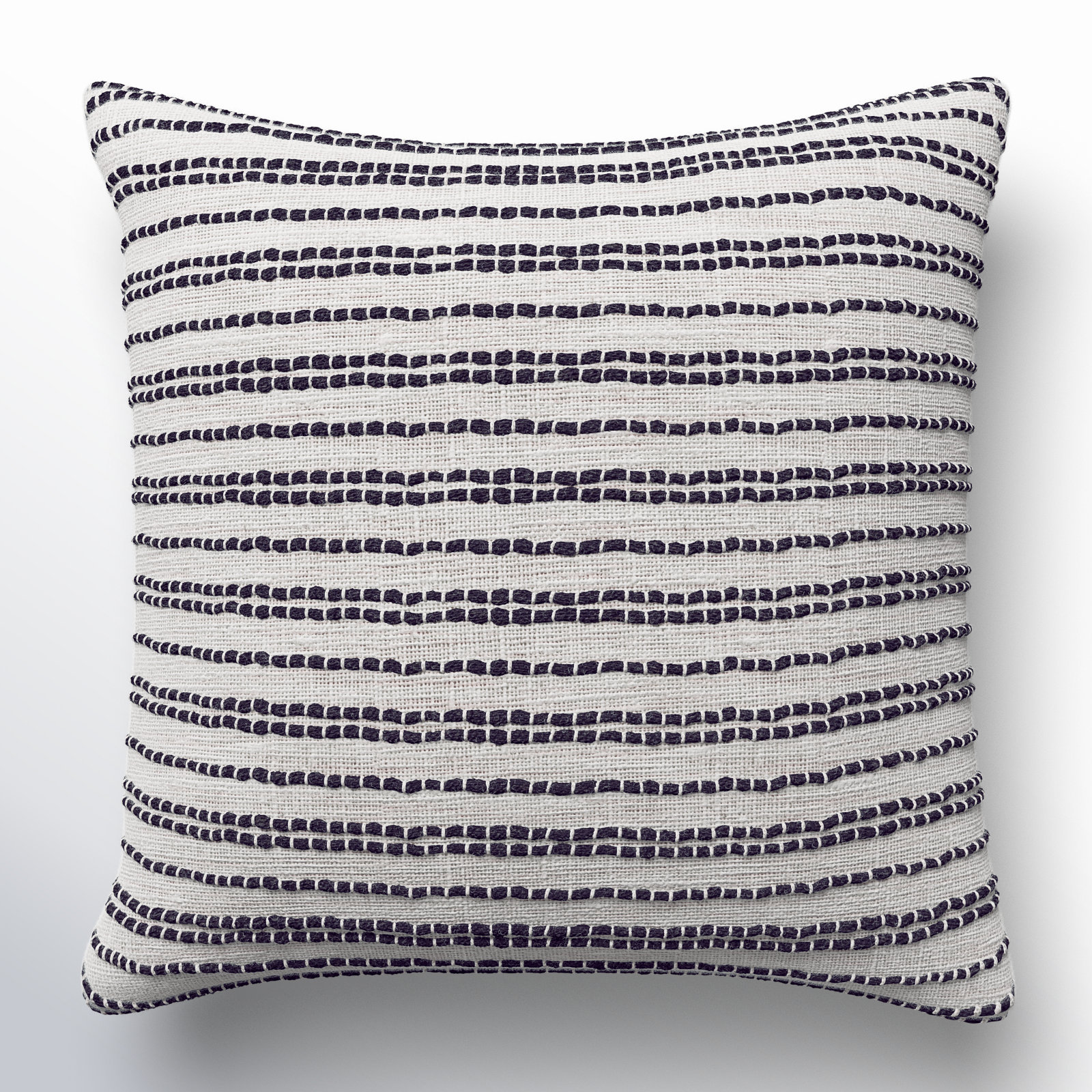 Amora Embroidered Pillow Cover, 20" x 20", White/Black, Down