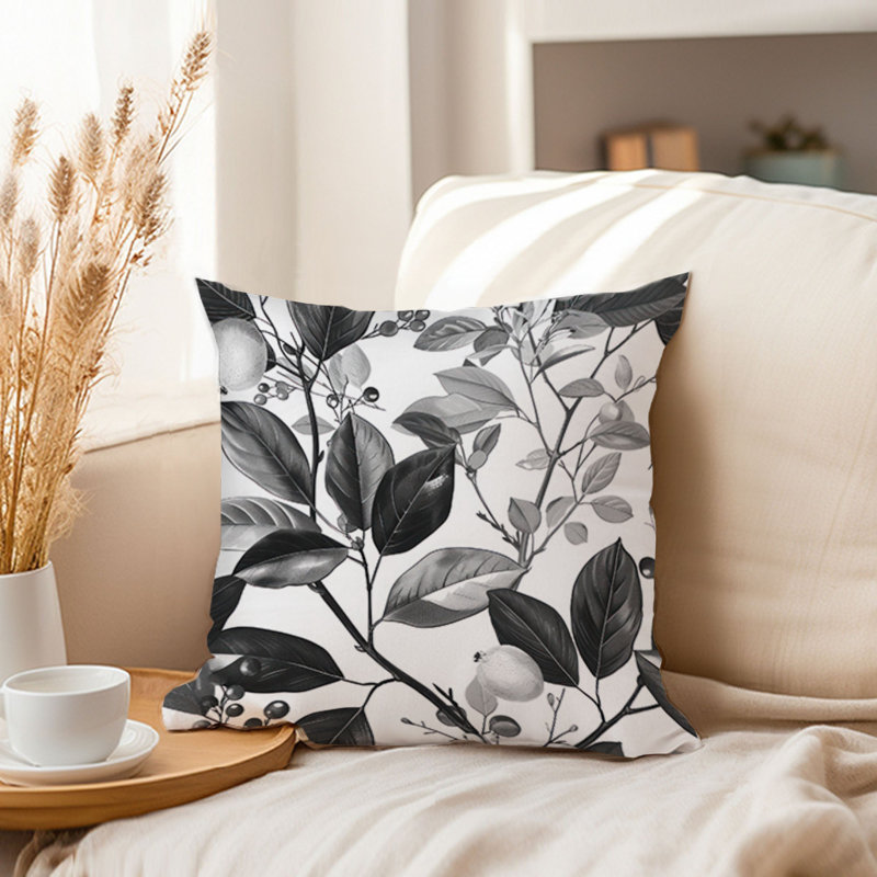 Botanical Pattern Black & White I Leaves, 20"H x 20"W