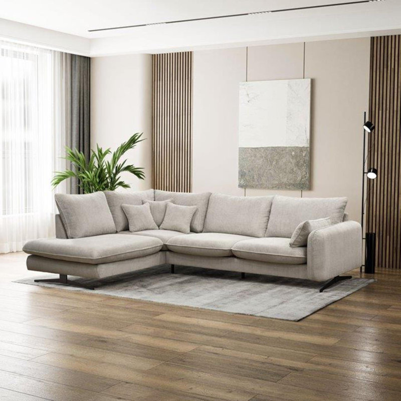 Casiyah 5 Seater Sofa & Chaise, Beige, Left Hand Facing