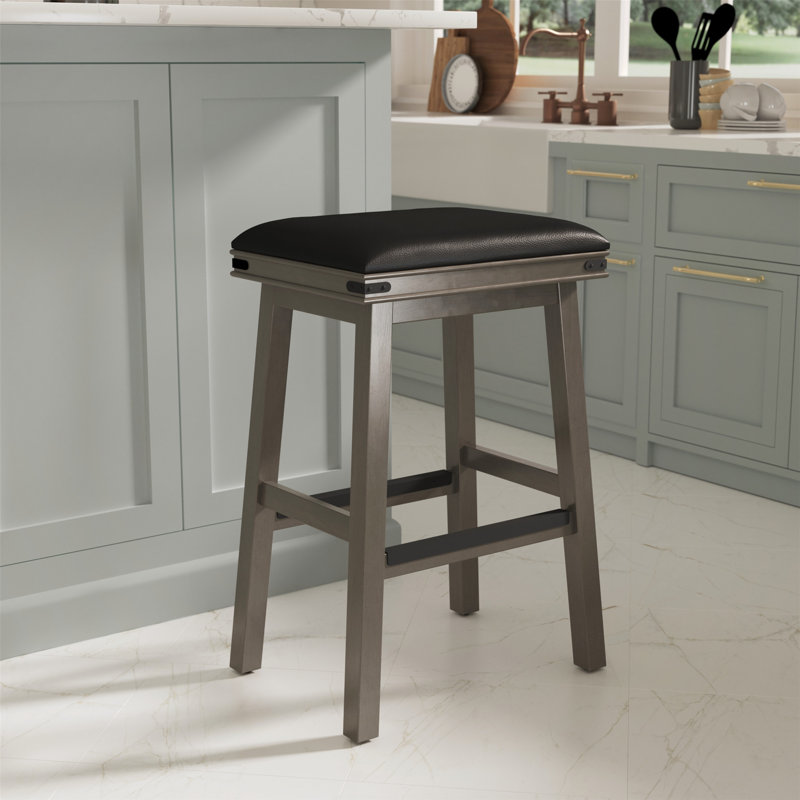 Tabouret 30 ", siège en cuir vieilli