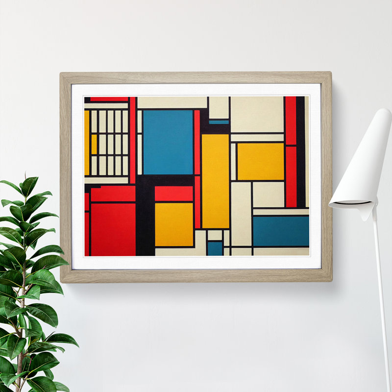 Abstract Cubism Art Vol.2 - Framed Print, 46cm H x 64cm W x 2cm D, Oak
