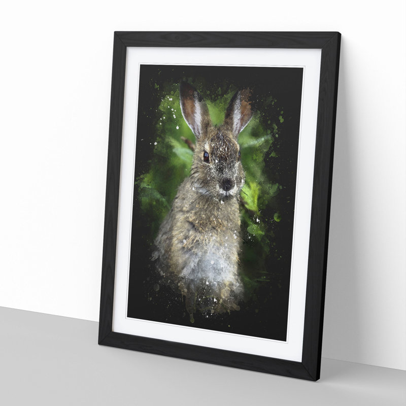 Brown Rabbit Paint Splash - Picture Frame Graphic Art, Black, 36cm H x 27cm W x 2cm D