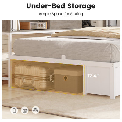 Corner Daybed Frame with 6 Drawers and Storage Bookcase Daybed with Charging Station and LED Lights