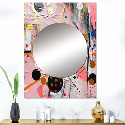 Pink and Grey Geometric II - Geometric Large Wall Mirror, Modern Decorative Mirror, Printed Metal Art