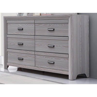 1pc Contemporary Six Drawers Dresser Driftwood Rustic Bedroom Wooden Furniture