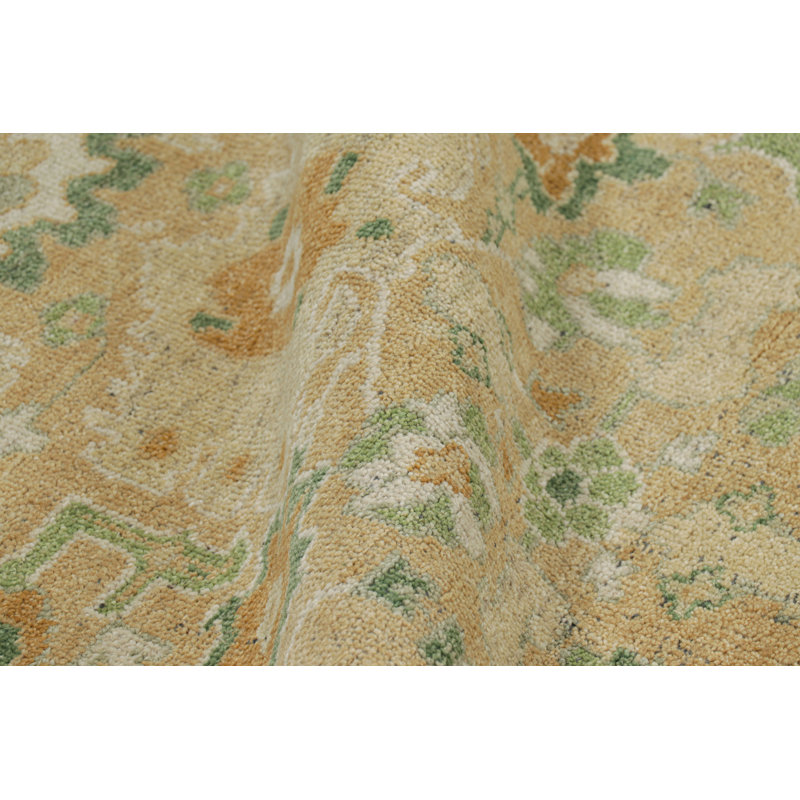 Rug & Kilim’S Modern Oushak Style Extra-Long Runner In Brown And Green With Florals