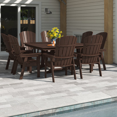 Ensemble de salle à manger POLYWOOD Nautical Curveback Adirondack avec pieds en tréteaux