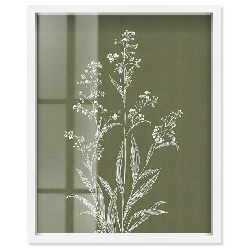 Art mural bohème Linocut Garden II, Boho, H 31 po x l 25 po, Cadre blanc