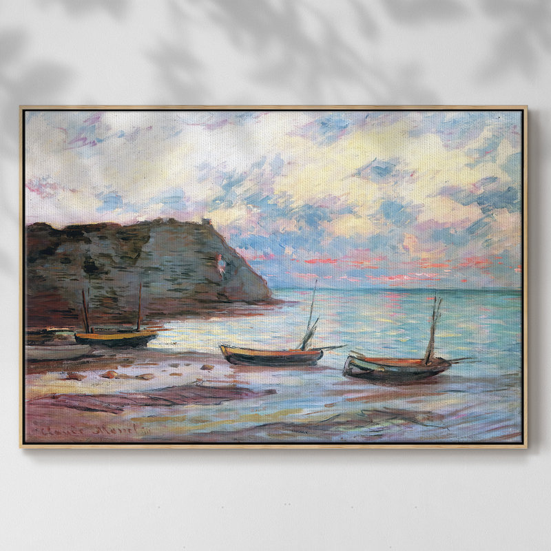 Sunset at Etretat, 1885, reproduction d'art sur toile, H 25 po x l 37 po x P 2 po, Naturel