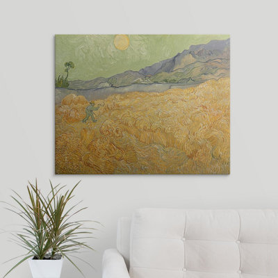 «Wheatfield with Reaper, 1889» par Vincent Van Gogh, reproduction d'art