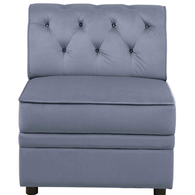 Modern Grey Armless Seat With Velvet Cover And Fascinating Button Tufting Bewitching