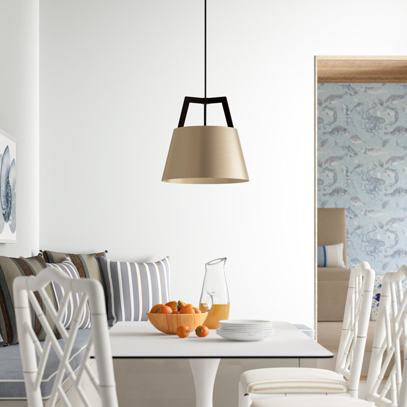Imber Pendant, Oiled Walnut/Distressed Brass, 22" H x 24" W x 24" D, Incandescent w/ Diffuser - Rigid