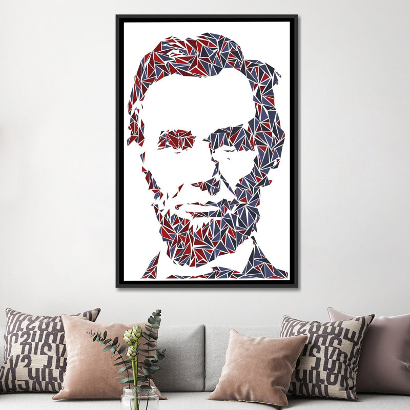 « abraham lincoln », impression sur toile, H 26 po x l 18 po x P 1,5 po, Toile avec cadre noir, Pas de tapis