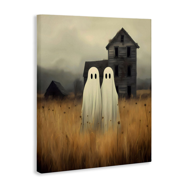 «Spooky Farmhouse Ghost Duo», conception par LSR Design Studio, H 20 po x l 16 po