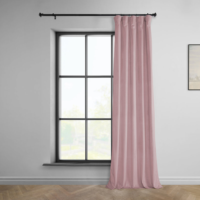 Matra Room Darkening Rod Pocket Single Curtain Panel, Ballet Pink, 50" W x 108" L