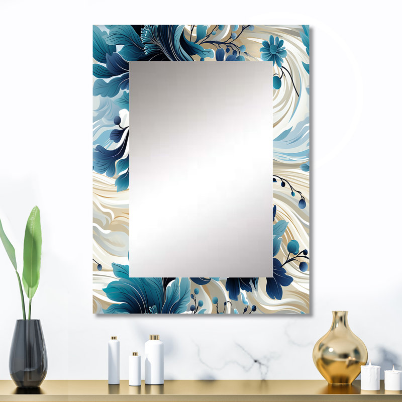 Adalberta - motif de fleurs nautiques - motif décoratif de chalet, miroir mural floral, botanique, impression d'art en métal