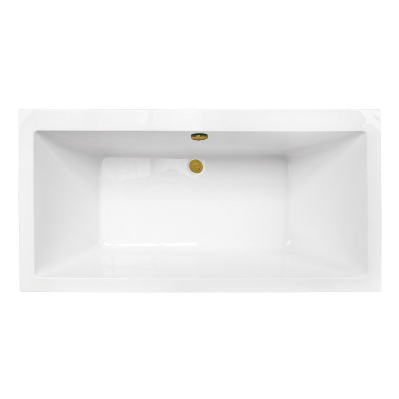 Kingston Brass Aqua Eden 66-Inch Acrylic Rectangular Double Ended Freestanding Tub with Overflow/Drain Assembly