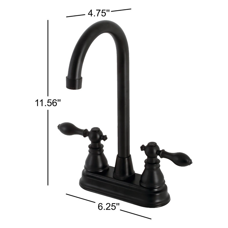 Kingston Brass American Classic Two-Handle 2-Hole Deck Mount Bar Faucet, Matte Black