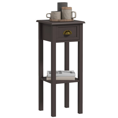 2-Tier Side Table with Drawer Shelf for Living Room, Light Blue