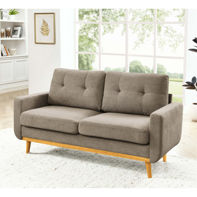 Canapé capitonné 67,7 po de largeur Mid-Century avec pieds en bois