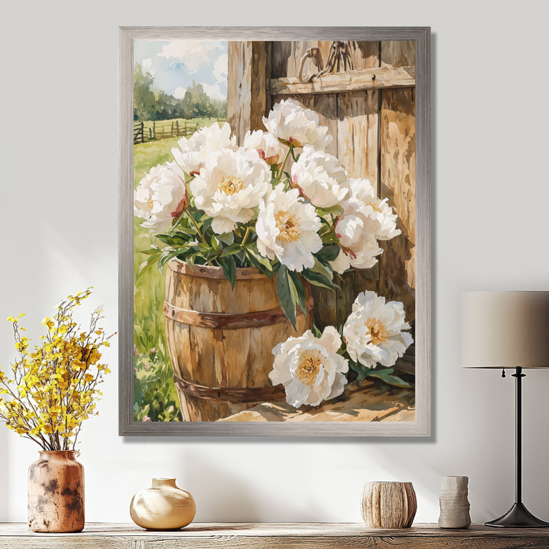 Bartlette - Floral Wall Art, Argent argent, H 20 po x l 12 po, Reproduction encadrée d'une seule photo