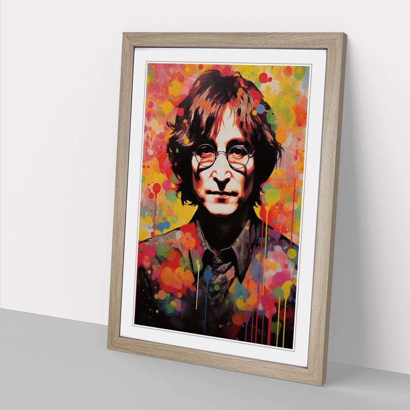 John Lennon Modern - Framed Print, Oak Framed, 34cm H x 25cm W x 2cm D
