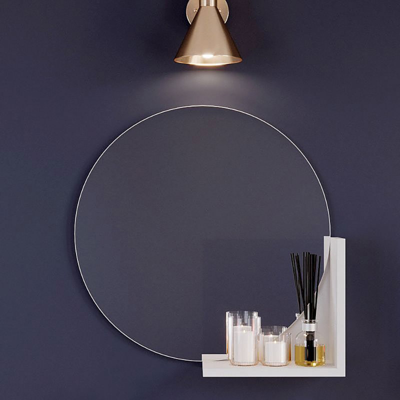 Round Framed Wall Mounted Accent Mirror, White