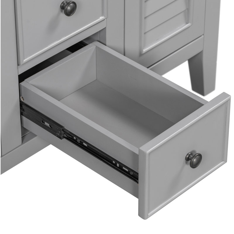 Gray 36" Freestanding Bathroom Vanity with Five Drawers