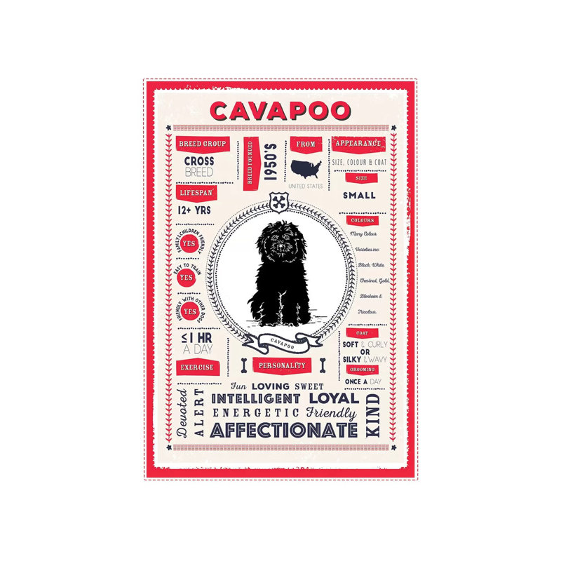 «Cavapoo Infographie Red» par PaperPaintPixels, impression sur toile tendue, H 26 po x l 18 po x 1,5 po
