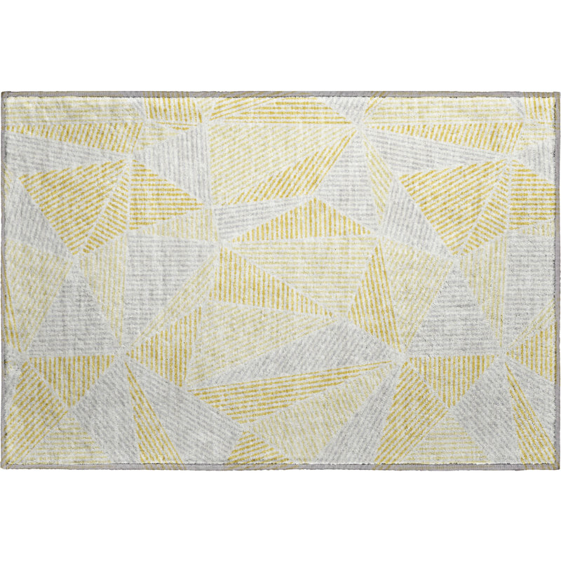 Premium Machine Washable Cerrito Gold Rug, Rectangle 1'8" x 2'6"