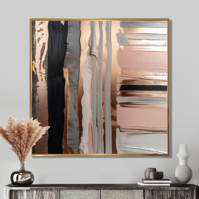 Or rose et formes roses en art contemporain abstrait I