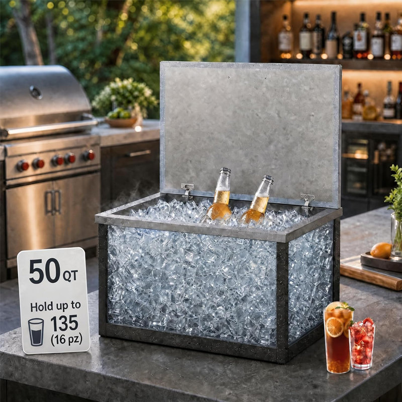 Glacière encastrée de 50 QT, avec couvercle, 50 pintes