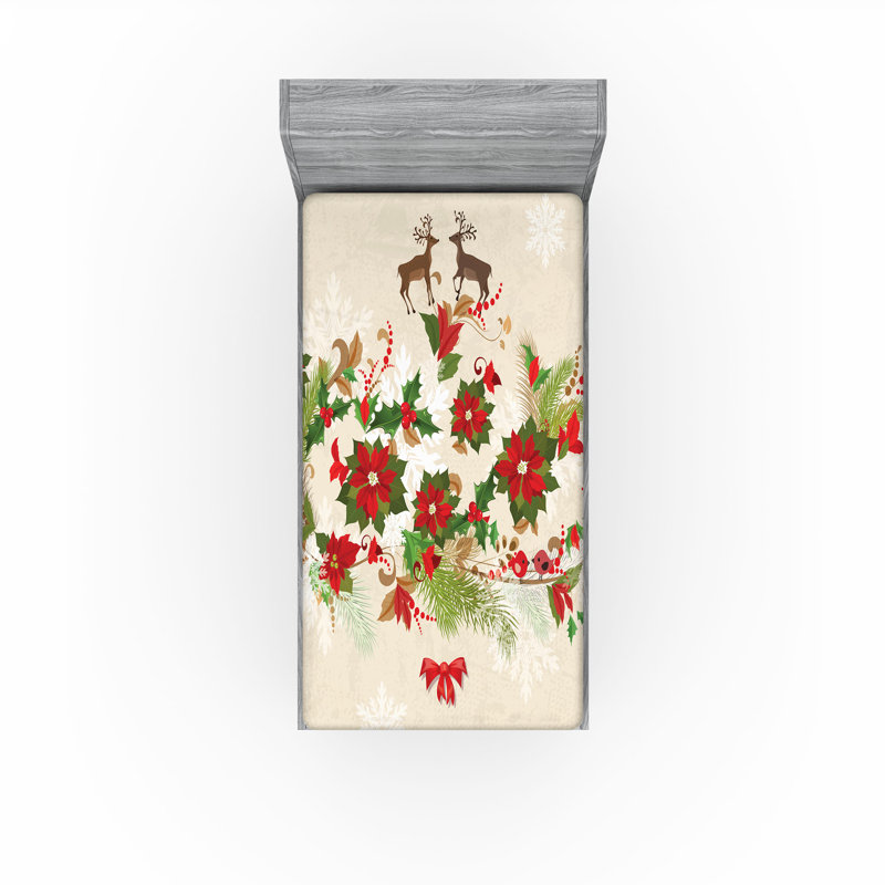 Ensemble de 2 draps-housses Ambesonne, Drap-housse de taille simple, Multicolore / floral 1
