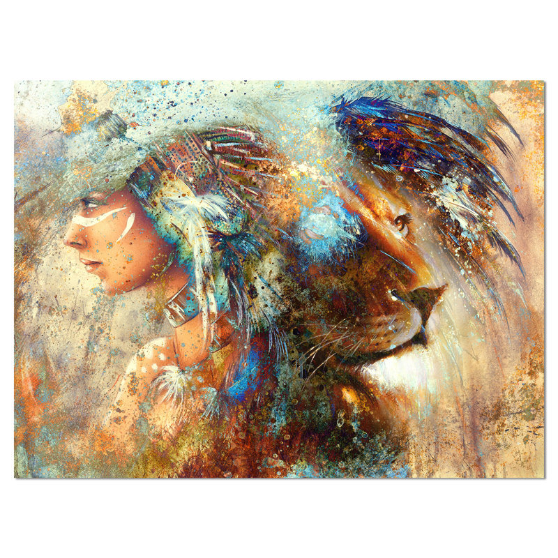 " Lion " Print, 12" H x 20" W x 1" D