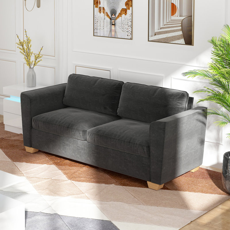 Lakedra 70.8'' Velvet Sleeper Sofa, Dark Gray