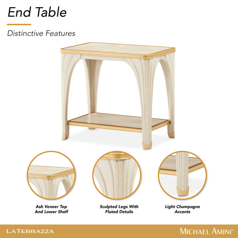 La Terrazza End Table, Silver Mist/Champagne