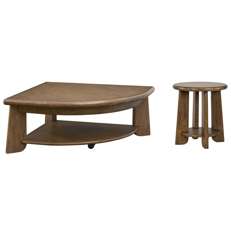 Table basse à plateau relevable en forme de tarte avec table de bout, 2 pièces: table basse, table de bout