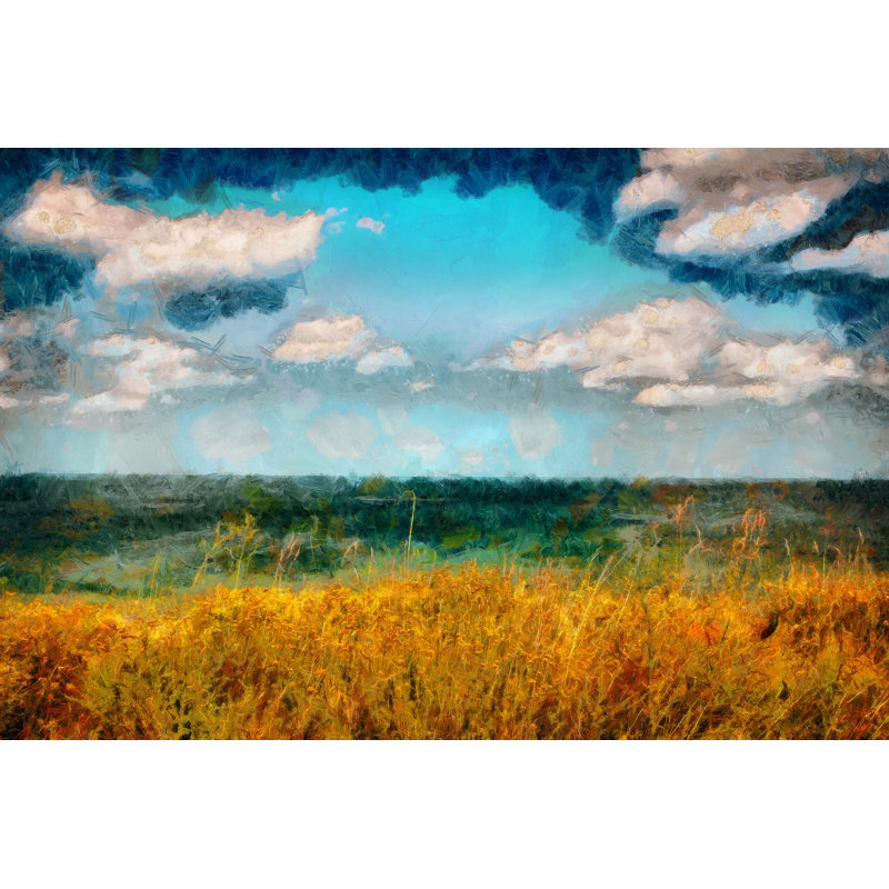Wheat Field And Sky - Wrapped Canvas Painting, 20cm H x 30cm W x 3.8cm D