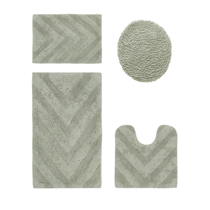 Ensemble de tapis de bain 4 pièces, Sauge foncé, Ensemble de 4 pièces (17 po x 24 po | 20 po x 20 