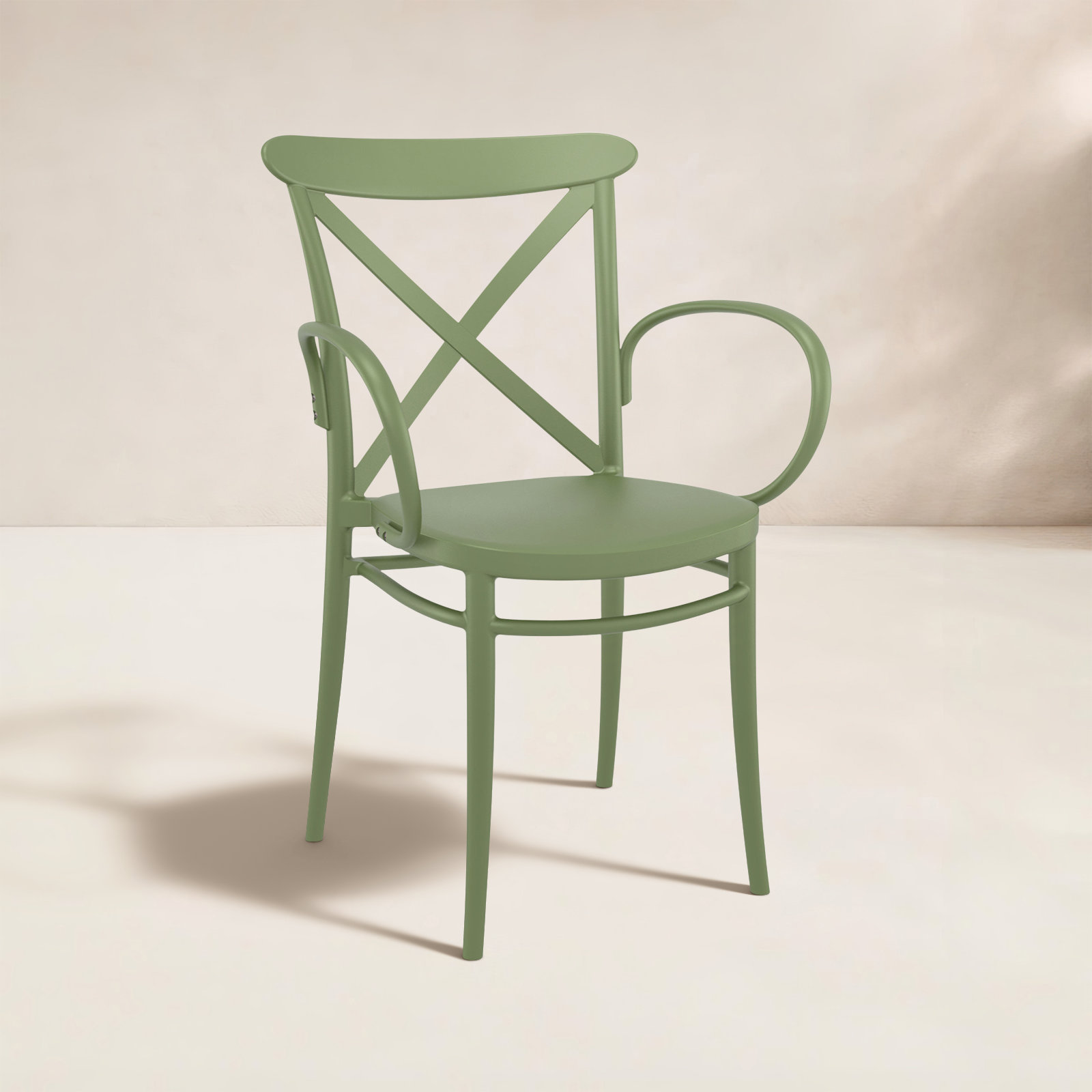 Kenne Stackable Patio Armchair, Olive Green