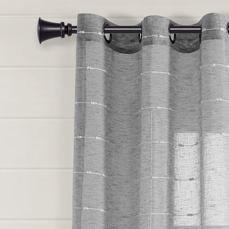 Dark Gray Sheer Polyester Grommet Window Curtain Panels, 38"W x 108"L