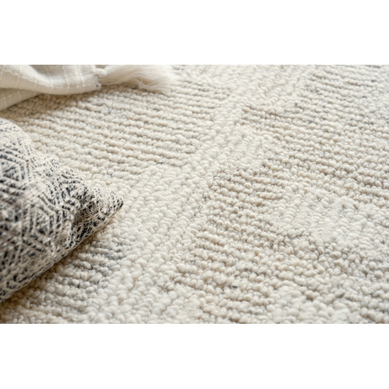 Sierra Hand Tufted New Zealand Wool Ivory/Silver Area Rug, 14'X14' SQUARE