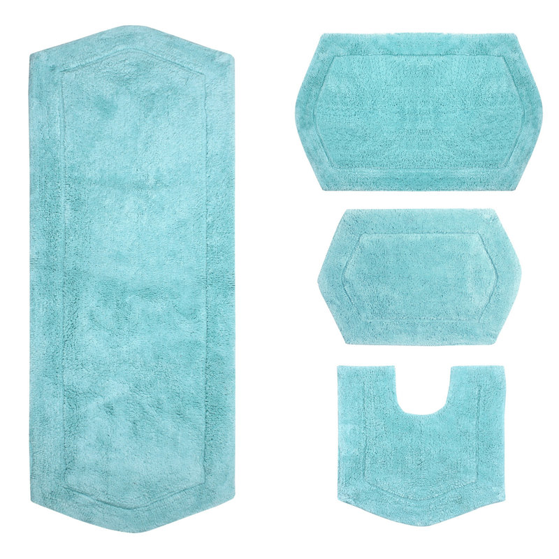 Ensemble de tapis pour salle de bain 4 pièces Morissette, Turquoise