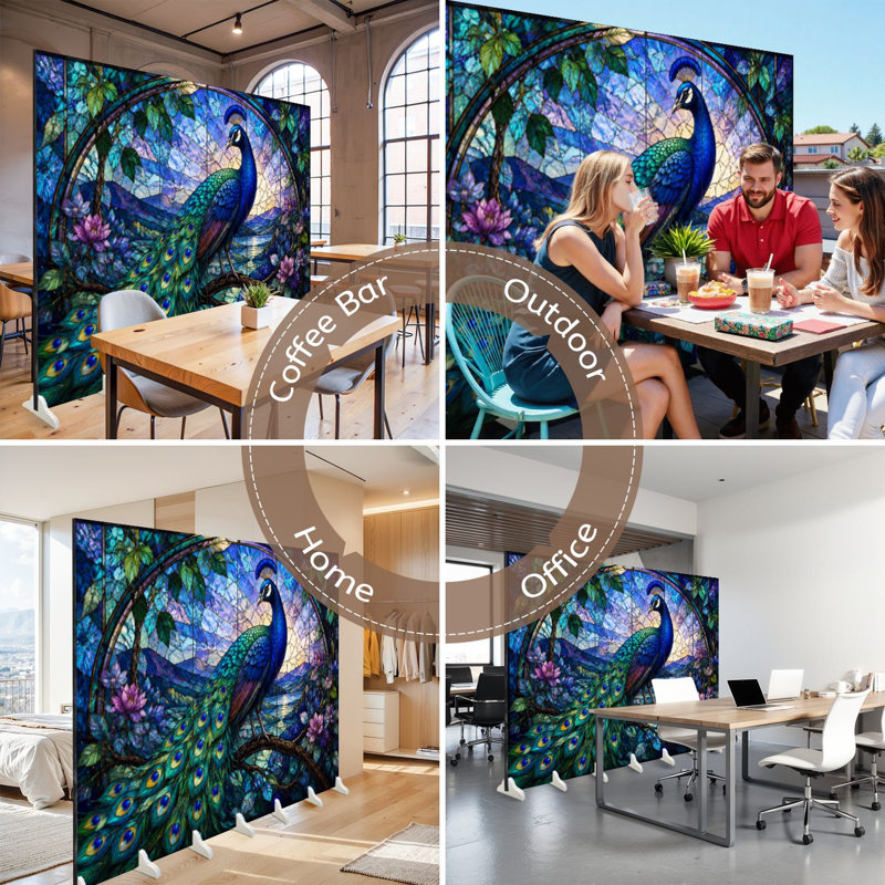 Cloison pliante 6 pièces à paravents Royal Peacock, 6, H 71 po x l 96 po x P 1 po